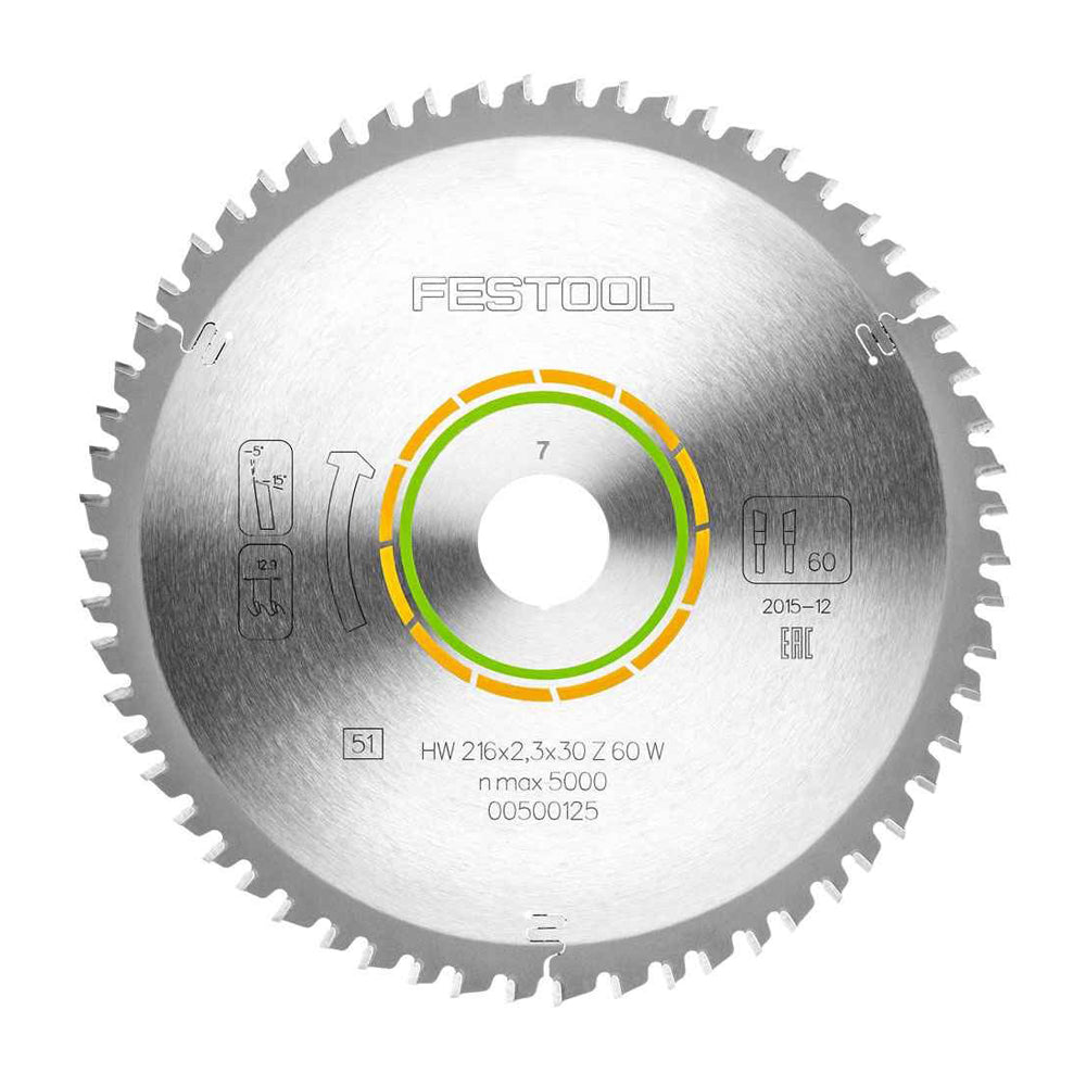 Festool 216mm x 2.3mm x 30mm 60T Wood Fine Cut Blade - 500125 - MonkeyTools