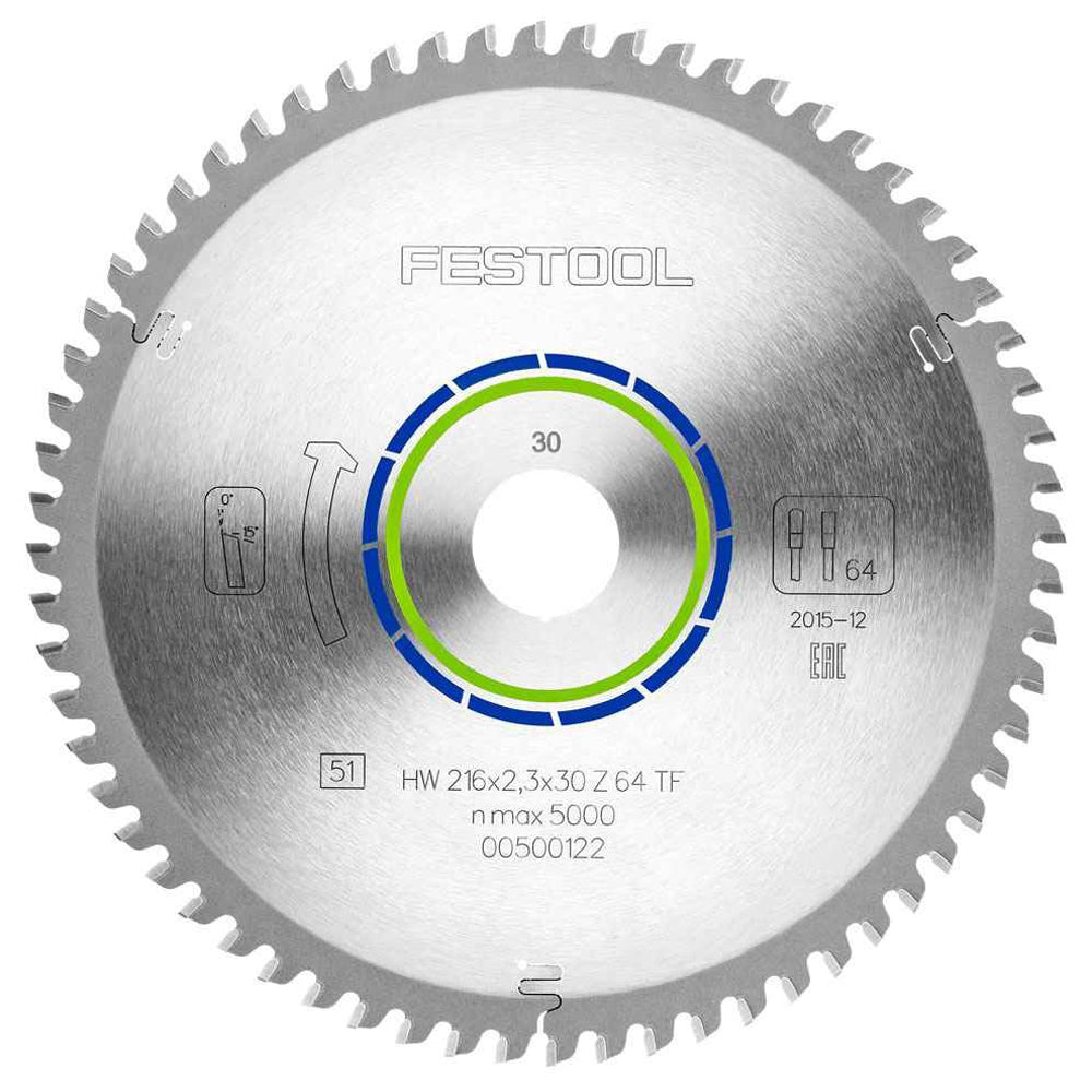 Festool 216mm x 2.3mm x 30mm 64T Aluminium Plastic Saw Blade - 500122 - MonkeyTools