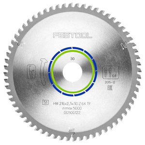 Festool 216mm x 2.3mm x 30mm 64T Aluminium Plastic Saw Blade - 500122 - MonkeyTools