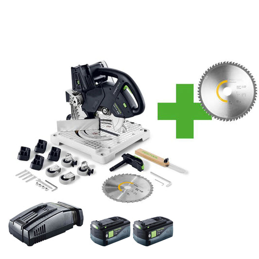 Festool SYMC 70 EB-Basic 36V Master Edition Brushless 216mm SYMMETRIC Mitre Saw with 2 x 5.0Ah Battery & Rapid Charger - MonkeyTools