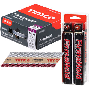 FirmaHold 50mm Galv Ring Shank Collated Clipped Head Nails With 2 Fuel Cells - MonkeyTools