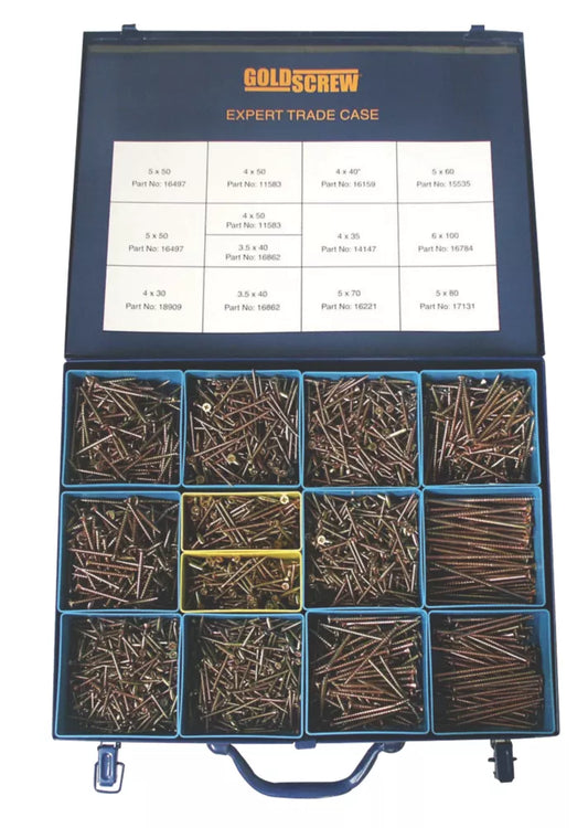 GOLDSCREW PZ DOUBLE-COUNTERSUNK WOODSCREWS EXPERT TRADE CASE 2800 PCS - MonkeyTools