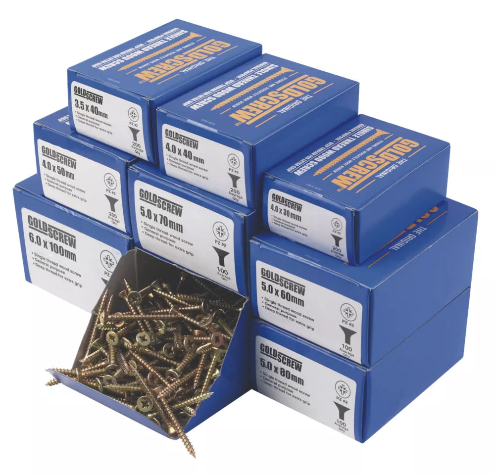 GOLDSCREW PZ DOUBLE-COUNTERSUNK WOODSCREWS TRADE PACK 1400 PCS - MonkeyTools