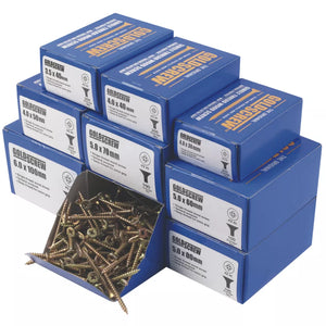 GOLDSCREW PZ DOUBLE-COUNTERSUNK WOODSCREWS TRADE PACK 1400 PCS - MonkeyTools