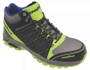 GOODYEAR GYBT1533 METAL FREE SAFETY TRAINER BOOTS BLACK / BLUE / YELLOW SIZE 9 - MonkeyTools