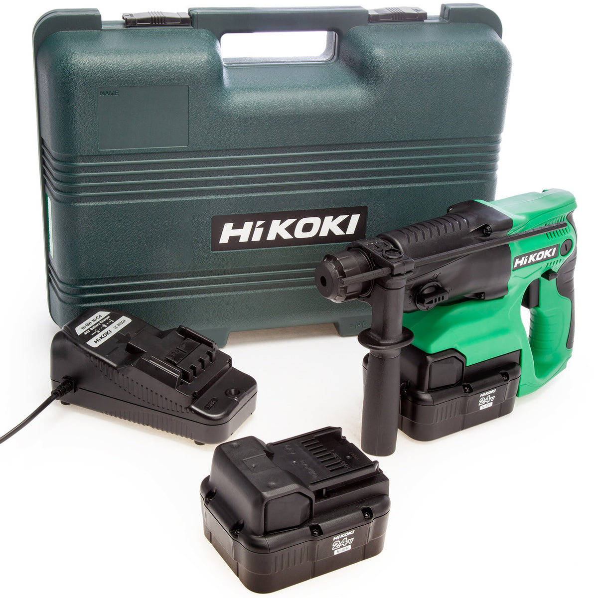 HiKOKI DH24DVC 24V SDS-Plus Rotary Hammer Drill with 2 x 2.0Ah Ni-MH Batteries Charger & Case - MonkeyTools