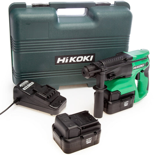 HiKOKI DH24DVC 24V SDS-Plus Rotary Hammer Drill with 2 x 2.0Ah Ni-MH Batteries Charger & Case - MonkeyTools