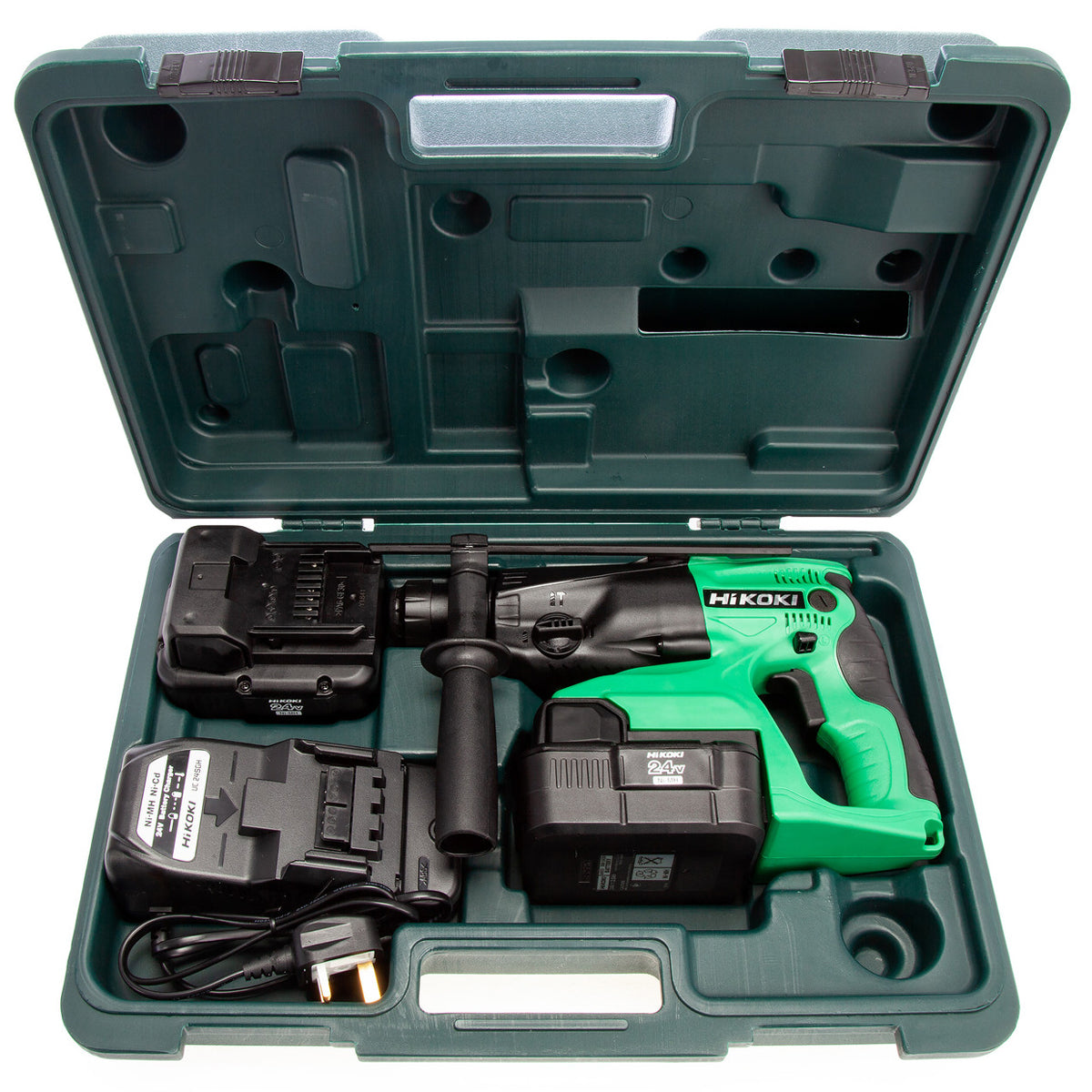 HiKOKI DH24DVC 24V SDS-Plus Rotary Hammer Drill with 2 x 2.0Ah Ni-MH Batteries Charger & Case - MonkeyTools