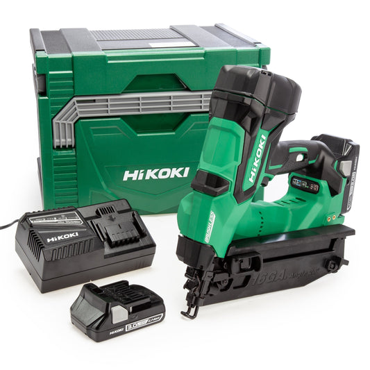HiKOKI NT1865DMBJXZ 18V 16GA Brushless Second Fix Angled Finish Nailer with 2 x 3.0Ah Battery & Charger - MonkeyTools