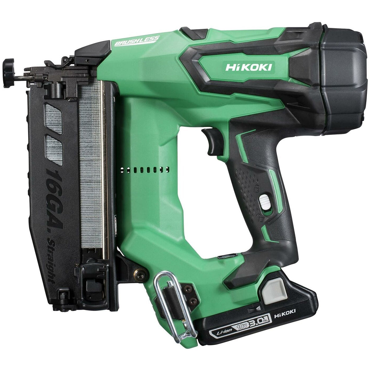 Hikoki NT1865DMJXZ 18V Brushless 16GA Straight Finish Nailer with 2 x 3.0Ah Battery Charger & Case - MonkeyTools