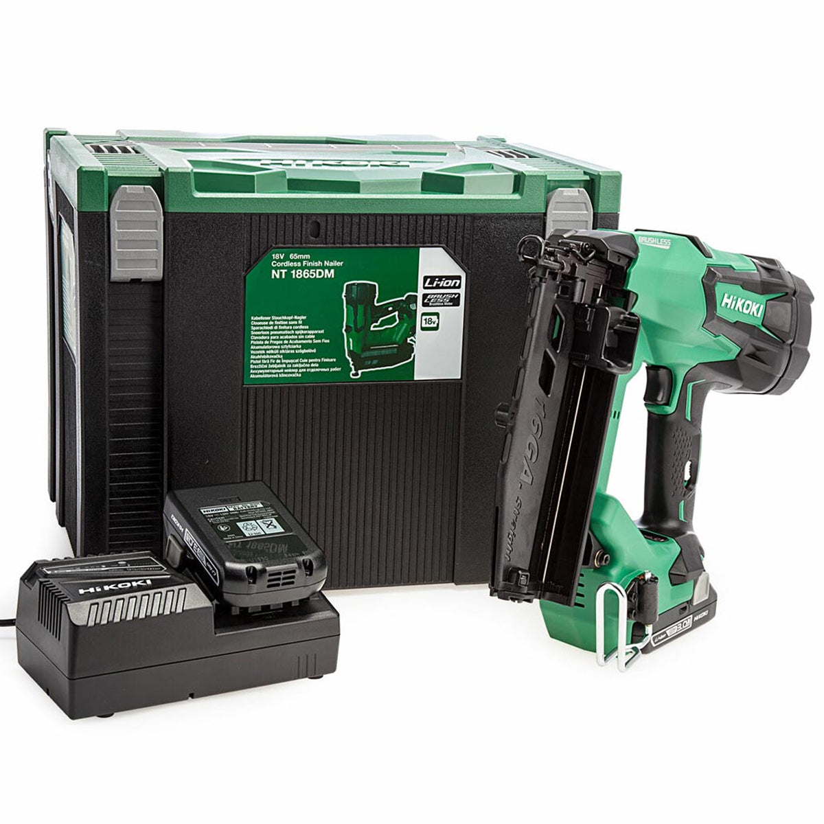 Hikoki NT1865DMJXZ 18V Brushless 16GA Straight Finish Nailer with 2 x 3.0Ah Battery Charger & Case - MonkeyTools