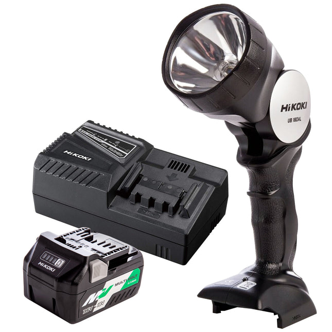 HiKOKI UB18DAL 18V Angled Head Torch with 1 x 2.5Ah/5.0Ah Battery & Charger - MonkeyTools