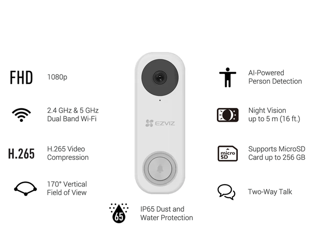 HIKVISION DB1C - EZVIZ Wi-Fi Video Doorbell - MonkeyTools