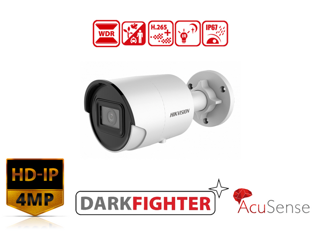 HIKVISION DS-2CD2046G2-IU(2.8MM)(C) - Hikvision 4 MP AcuSense Fixed Mini Bullet Network Camera - MonkeyTools