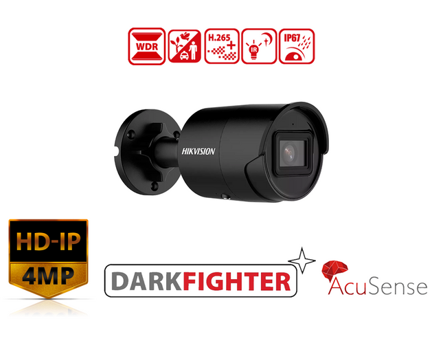 HIKVISION DS-2CD2046G2-IU/BLACK(2.8MM)(C) - Hikvision 4 MP AcuSense Fixed Mini Bullet Network Camera - MonkeyTools