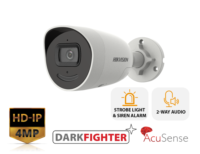 HIKVISION DS-2CD2046G2-IU/SL(2.8MM) - 4MP AcuSense Strobe Light and Audible Warning Fixed Bullet Network Camera - MonkeyTools
