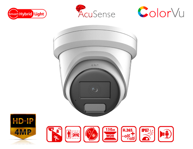 HIKVISION DS-2CD2347G2H-LISU/SL - Hikvision 4 MP Smart Hybrid Light with ColorVu Fixed Turret Network Camera - MonkeyTools
