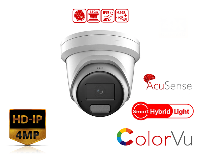 HIKVISION DS-2CD2347G2H-LIU(2.8mm) - 4 MP Smart Hybrid Light with ColorVu Fixed Turret Network Camera - MonkeyTools