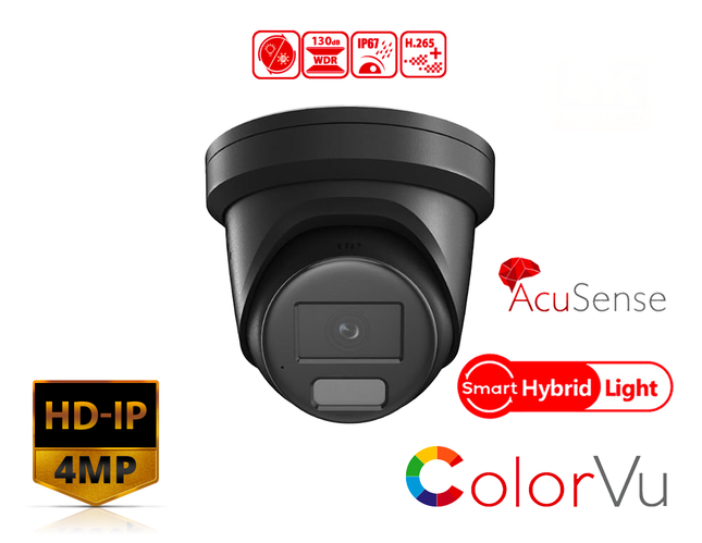 HIKVISION DS-2CD2347G2H-LIU/BLACK(2.8mm) - 4 MP Smart Hybrid Light with ColorVu Fixed Turret Network Camera - MonkeyTools