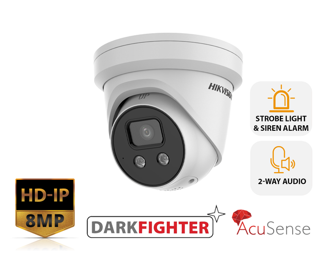 HIKVISION DS-2CD2386G2-ISU/SL(2.8mm) - AcuSense 8 MP IR Fixed Turret Network Camera - MonkeyTools
