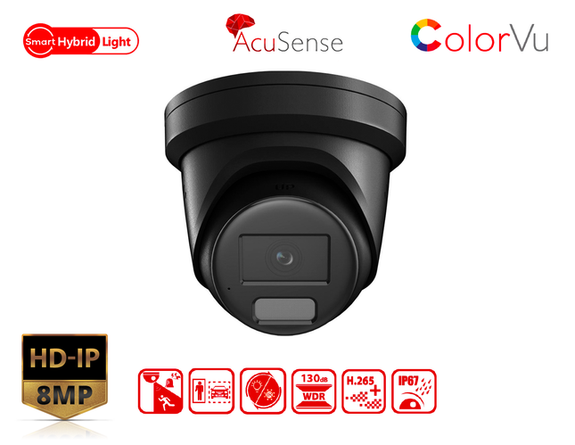 HIKVISION DS-2CD2387G2H-LISU/SL/B - Hikvision 8 MP Smart Hybrid Light with ColorVu Fixed Turret Network Camera - MonkeyTools