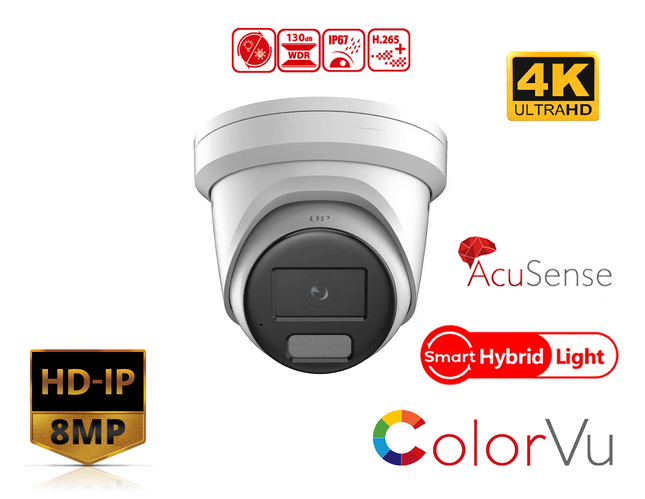 HIKVISION DS-2CD2387G2H-LIU(2.8MM) - 8 MP Smart Hybrid Light with ColorVu Fixed Turret Network Camera - MonkeyTools
