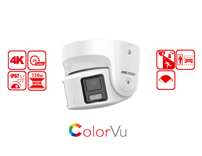HIKVISION DS-2CD2387G2P-LSU/SL(4MM)(C) - Hikvision 8 MP Panoramic ColorVu Fixed Turret Network Camera - MonkeyTools