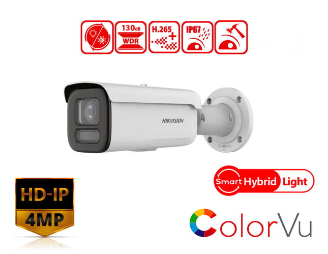 HIKVISION DS-2CD2647G2HT-LIZS - Hikvision 4 MP Smart Hybrid Light with ColorVu Motorized Varifocal Bullet Network Camera - MonkeyTools