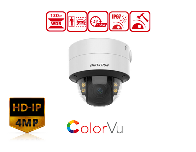 HIKVISION DS-2CD2747G2T-LZS(2.8-12MM)(C) - Hikvision 4 MP ColorVu Motorized Varifocal Dome Network Camera - MonkeyTools