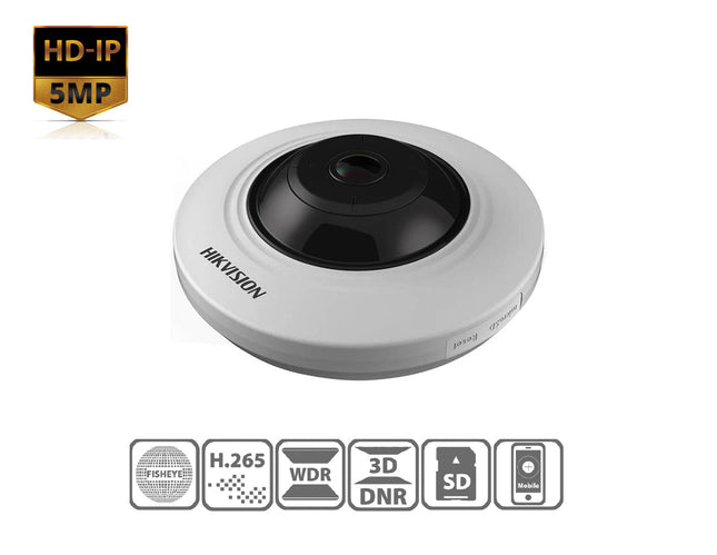 HIKVISION DS-2CD2955FWD-IS(1.05MM) - Hikvision 5 MP Fisheye Fixed Dome Network Camera - MonkeyTools