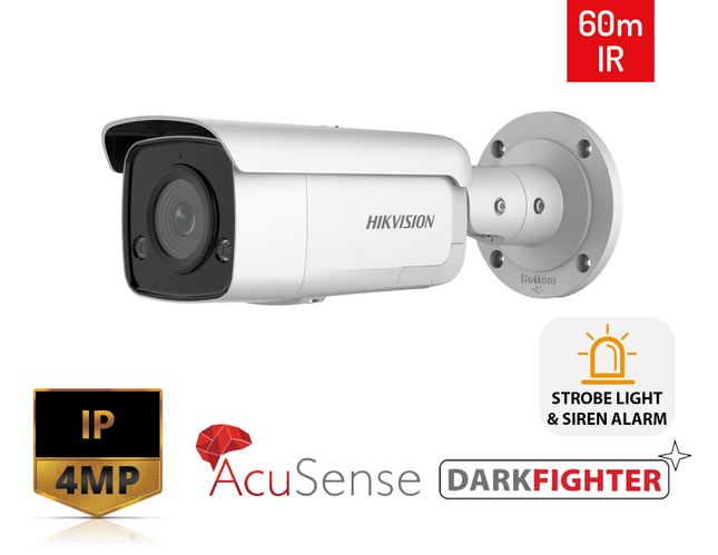 HIKVISION DS-2CD2T46G2-ISU/SL-2.8MM - 4MP AcuSense Strobe Light and Audible Warning Fixed Bullet Network Camera - MonkeyTools