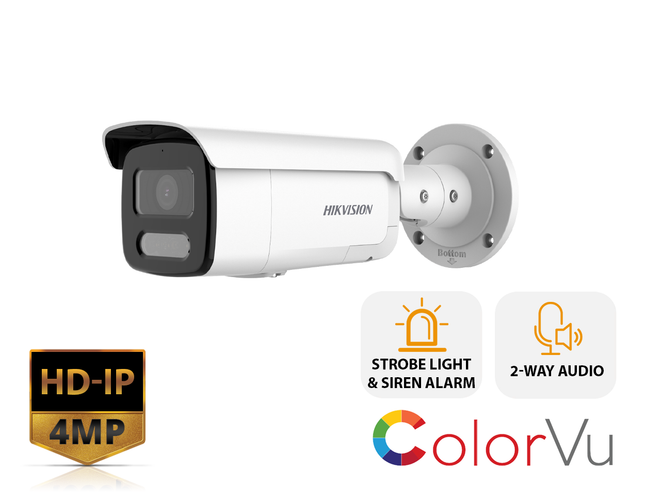HIKVISION DS-2CD2T47G2-LSU/SL(2.8MM) - 4 MP ColorVu Strobe Light and Audible Warning Fixed Bullet Network Camera - MonkeyTools