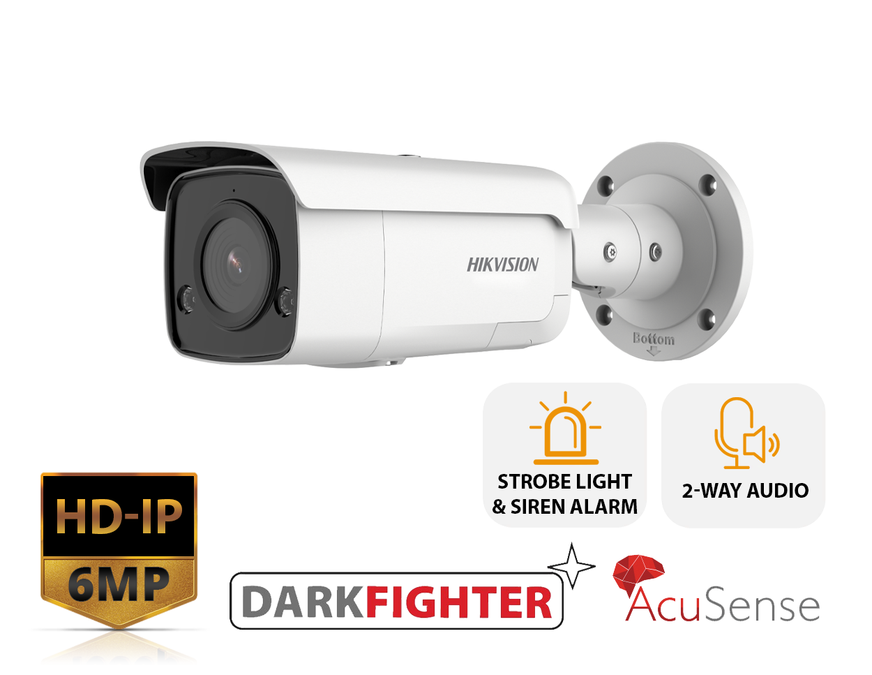 HIKVISION DS-2CD2T66G2-ISU/SL(2.8MM) - 6MP Strobe Light and Audible Warning Fixed Bullet Network Camera - MonkeyTools