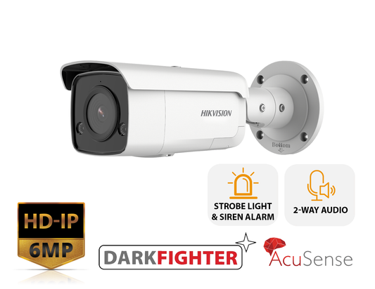 HIKVISION DS-2CD2T66G2-ISU/SL(2.8MM) - 6MP Strobe Light and Audible Warning Fixed Bullet Network Camera - MonkeyTools