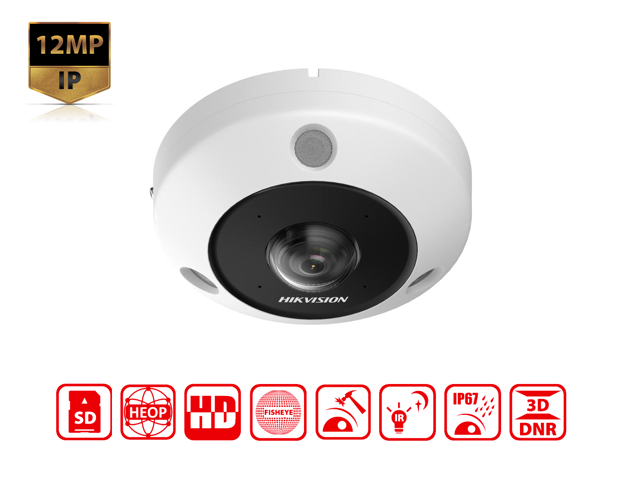 HIKVISION DS-2CD63C5G1-IVS(1.29MM) - Hikvision 12 MP DeepinView Fisheye Network Camera - MonkeyTools