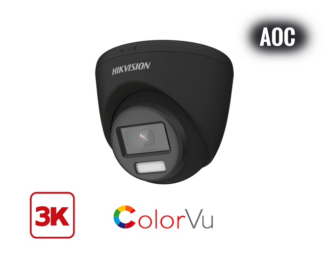 HIKVISION DS-2CE72KF0T-FS/B(2.8MM) - BLACK 3K ColorVu Audio Fixed Turret Camera - MonkeyTools