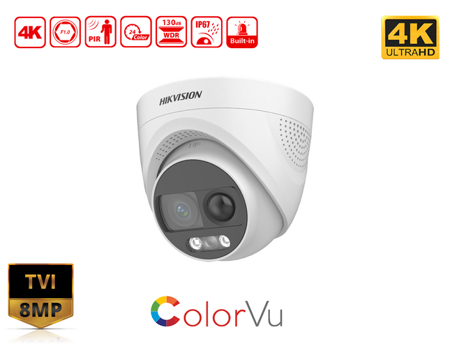 HIKVISION DS-2CE72UF3T-PIRXO(2.8MM) - 4K ColorVu PIR Siren Fixed Turret Camera - MonkeyTools