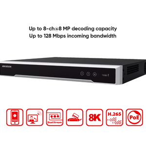 HIKVISION DS-7608NI-M2/8P - Hikvision 8-ch 1U 8 PoE 8K NVR - MonkeyTools