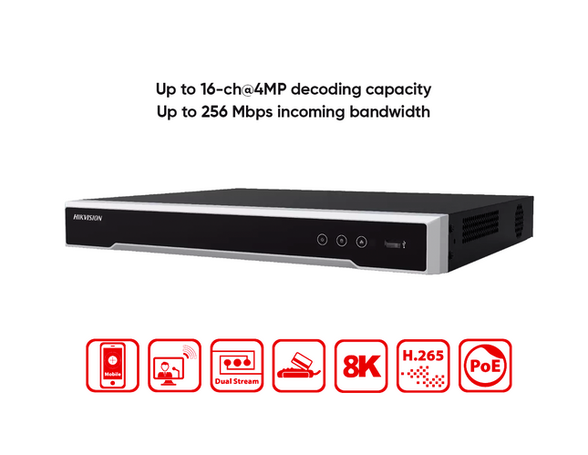 HIKVISION DS-7616NI-M2/16P - HikVision 16-ch 1U 16 PoE 8K NVR - MonkeyTools