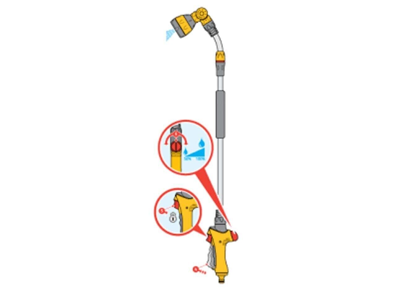 Hozelock HOZ2699 Hose Lance Spray Telescopic Plus 140cm Watering Hanging Baskets - MonkeyTools