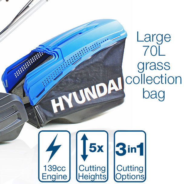 Hyundai HYM480SPER 139cc Petrol Roller Lawn mower 19"/48cm - MonkeyTools