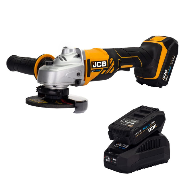JCB 18AG-2-V2 18V Angle Grinder with 2x2.0Ah Batteries & charger - MonkeyTools