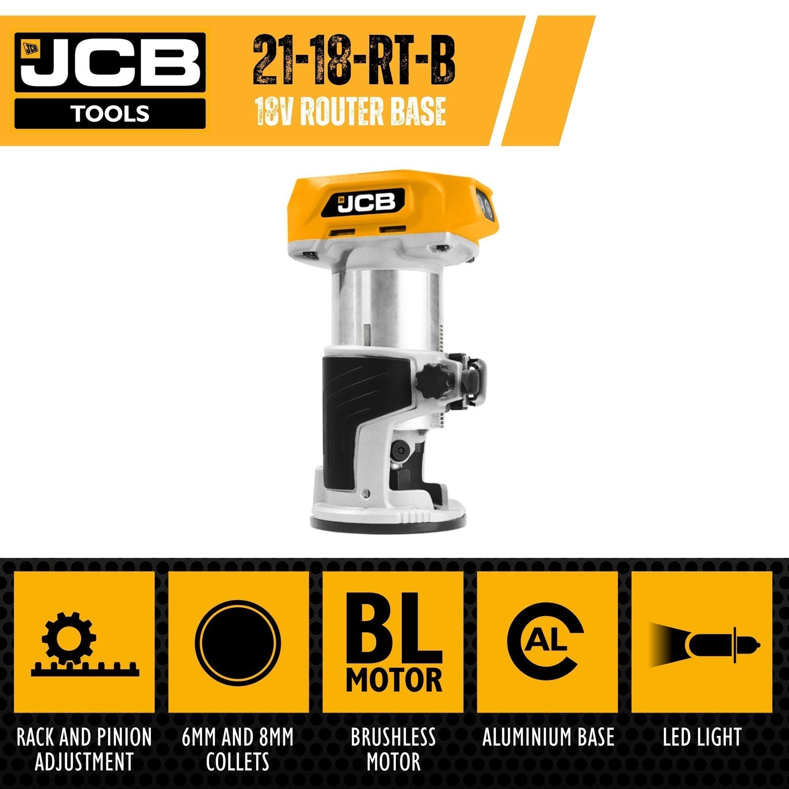 JCB 21-18RT-B 18V Brushless Router Trimmer Base Body Only - MonkeyTools