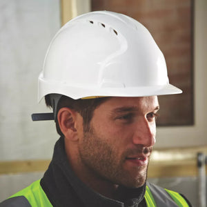 JSP EVO2 MID PEAK SLIP-RATCHET VENTED SAFETY HELMET WHITE - MonkeyTools