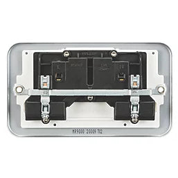 KNIGHTSBRIDGE 13A 2-GANG DP SWITCHED METAL CLAD SOCKET WITH WHITE INSERTS - MonkeyTools