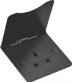 KNIGHTSBRIDGE FPR7UMB 13A 1-GANG UNSWITCHED FLOOR SOCKET MATT BLACK WITH BLACK INSERTS