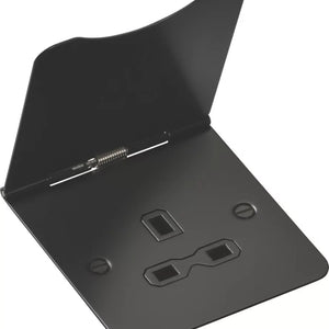 KNIGHTSBRIDGE FPR7UMB 13A 1-GANG UNSWITCHED FLOOR SOCKET MATT BLACK WITH BLACK INSERTS - MonkeyTools