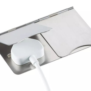 KNIGHTSBRIDGE FPR9UBCW 13A 2-GANG UNSWITCHED FLOOR SOCKET BRUSHED CHROME WITH WHITE INSERTS - MonkeyTools