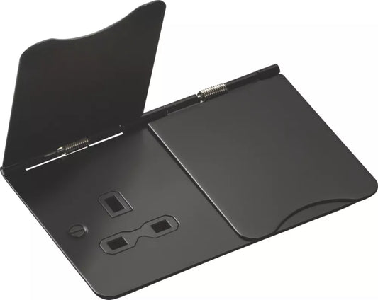 KNIGHTSBRIDGE FPR9UMB 13A 2-GANG UNSWITCHED FLOOR SOCKET MATT BLACK WITH BLACK INSERTS - MonkeyTools