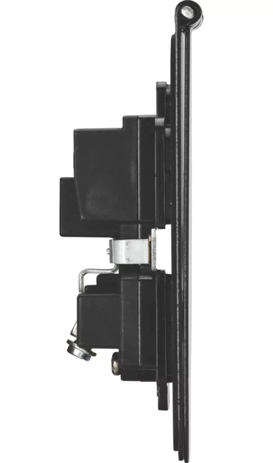 KNIGHTSBRIDGE FPR9UMB 13A 2-GANG UNSWITCHED FLOOR SOCKET MATT BLACK WITH BLACK INSERTS - MonkeyTools